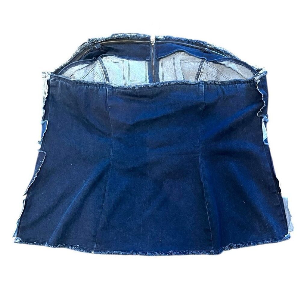 6th & Lane Denim‎ Patchwork Front Zip Stretchy Removable Straps Plus Sz 24 Top - Picture 3 of 6